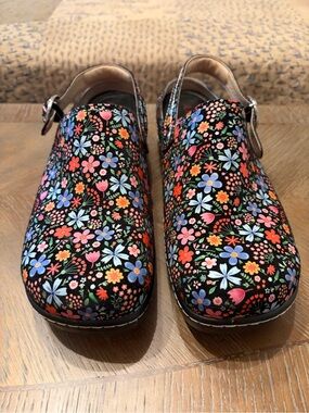 Alegria Floral Clog Shoes - Black Multicolor